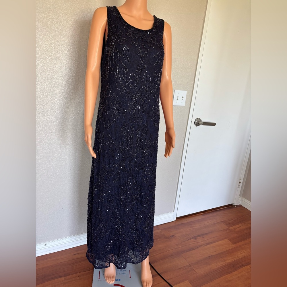Pisarro Nights plum Sequin Halter Maxi Gown